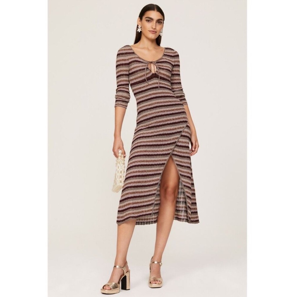 Misa Delfina Stripe Metallic Dress NEW with tags